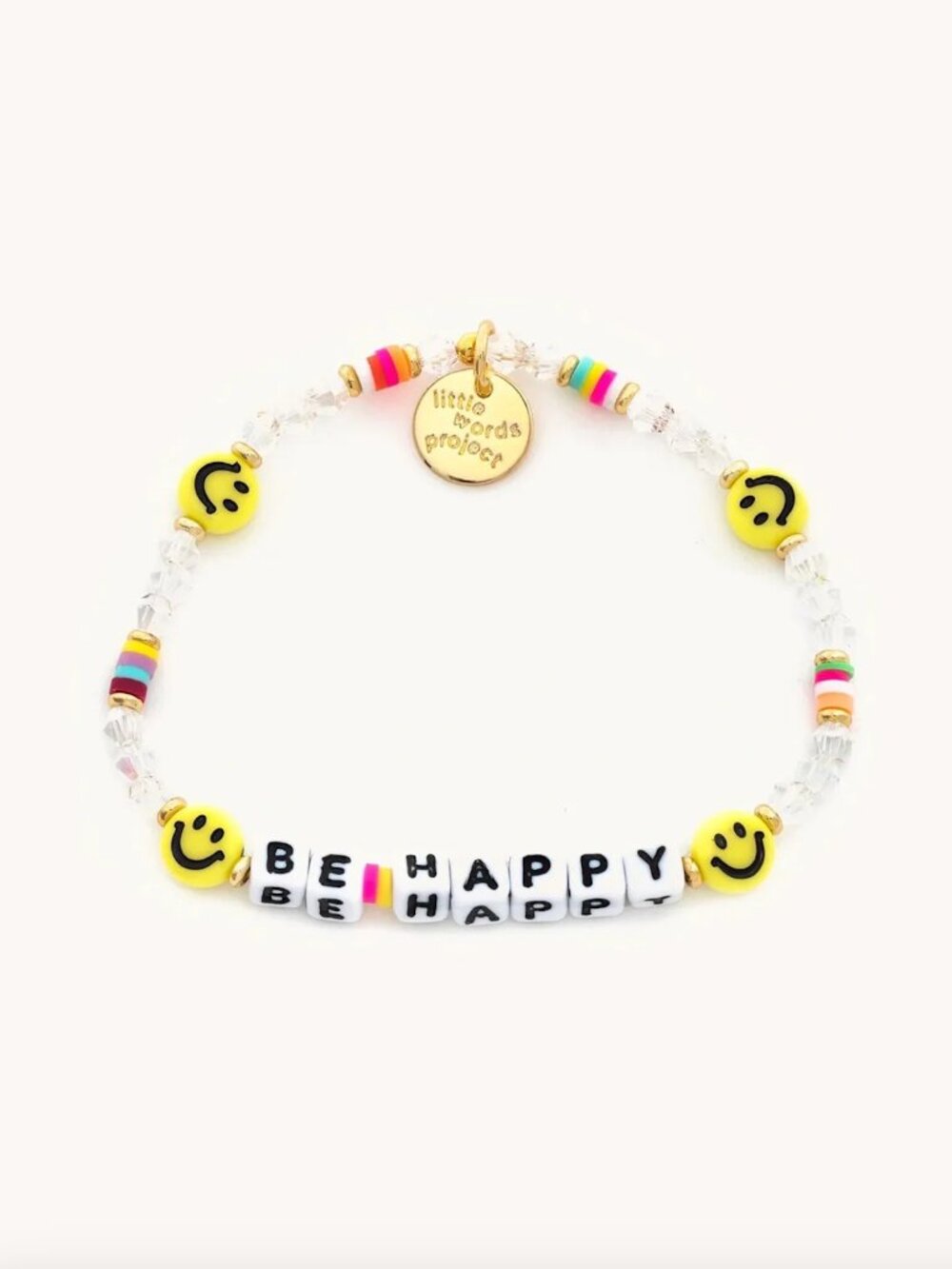 Little Words Project Be Happy Lucky Symbols Crystal Colorful Beaded Bracelet